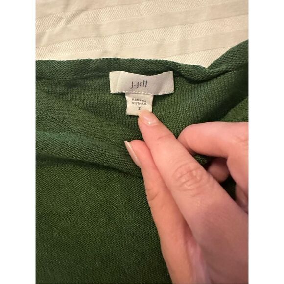 J. Jill Womens Sweater Soft Knit Hi Low Quarter Sleeve Linen Army Green small - Picture 5 of 8